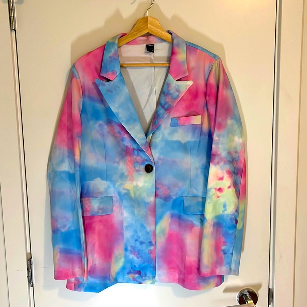 Plus tie Dye shawl Neck Blazer